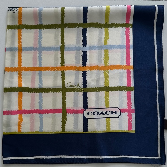 Coach Tattersall 100% Silk Multicolor Scarf - Picture 1 of 8